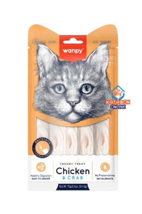 Wanpy Creamy Cat Treat Chicken & CRAB 70g 5pc Pack